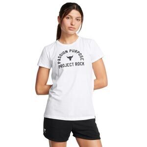 Under Armour Women's Small Tee - Project Rock Short Sleeve T-Shirt White/Black
